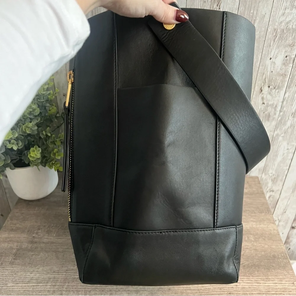 All Saints Black Leather Hobo Bucket Bag Shoulder Bag